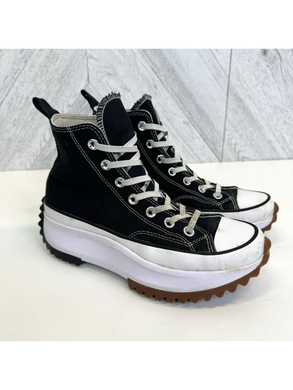 Converse Run Star Hike High Black White Platform Shoes Sneakers Womens 7.5